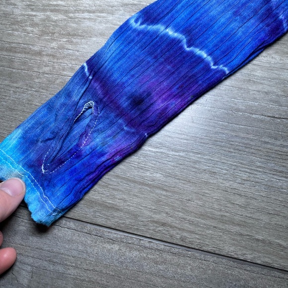 EUC Handmade OOAK Custom Hand Dyed Long Sleeve Square Neck Ruched Mini Dress - Picture 2 of 11